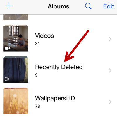 recent deleted videos iphone