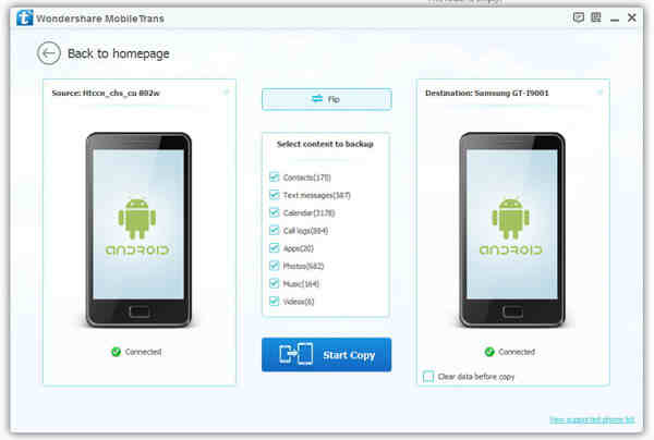 comment transférer application android vers android