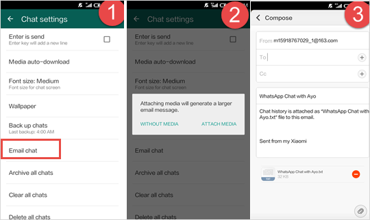 email whatsapp chat on android