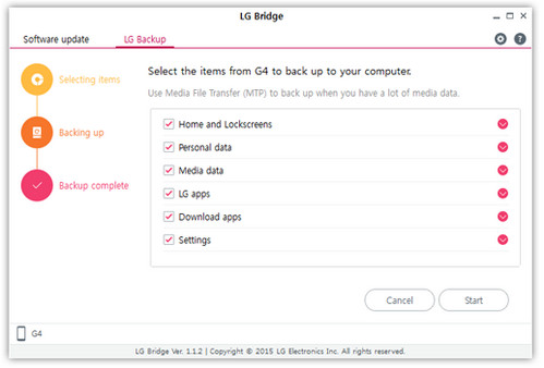 Backup with LG Bridge Software