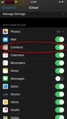 Sync iPhone Contacts in iCloud