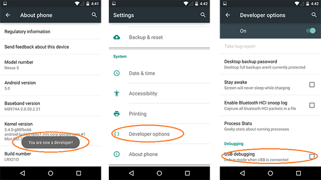 usb debugging on android