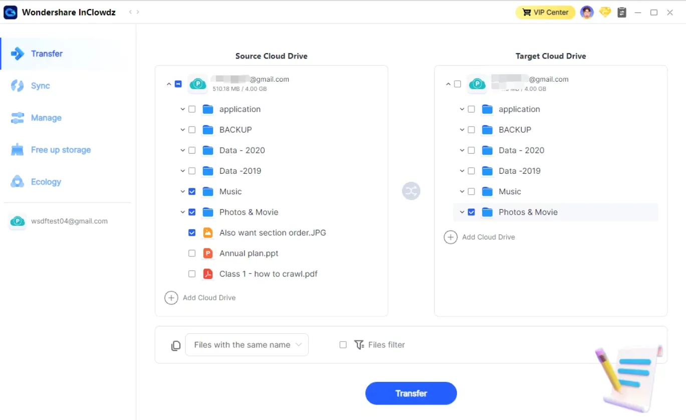 transfer from one cloud to another