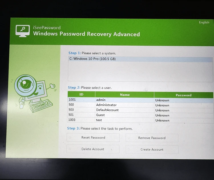 iseepassword windows advanced password recovery reset