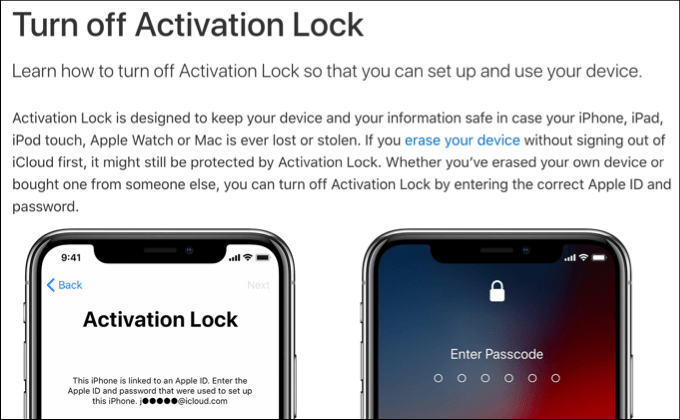 Turn off Activation lock