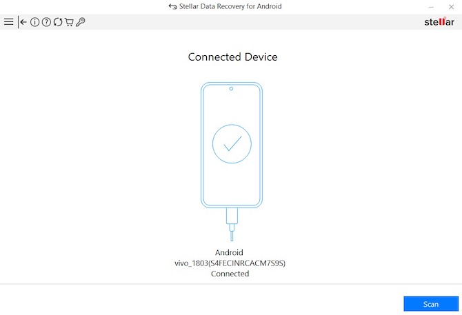 Stellar Data Recovery for Android connected