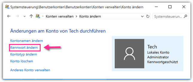 Windows 10 passwort andern