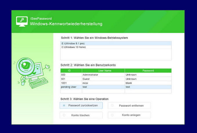 Windows Passwort Wiederherstellung Entfernen