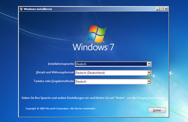 installieren-Sie windows 7 neu