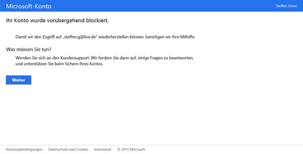 microsoft konto gesperrt