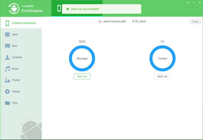 Android backup completed