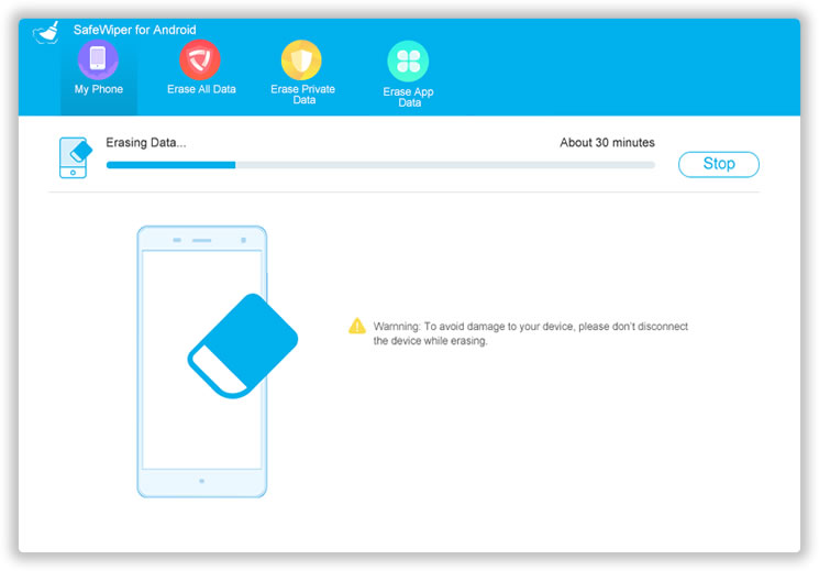 comfirn data erasing on android