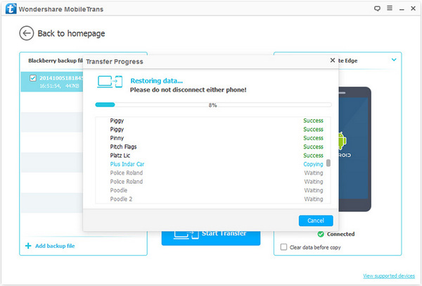 Start to Copy Contacts 