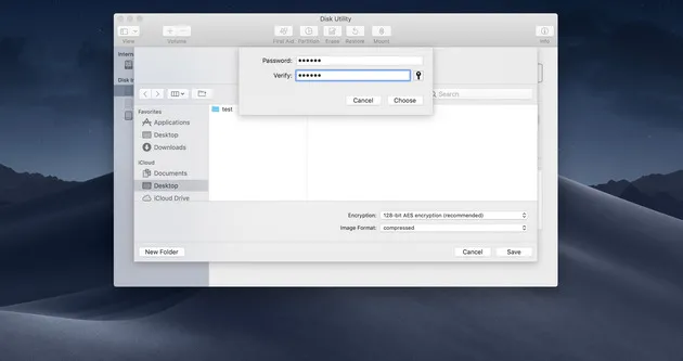 disk utility add password