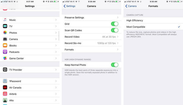 HEIC settings on iOS