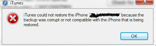 iTunes restore error