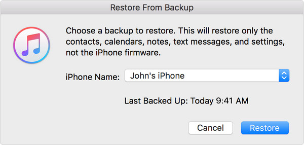 restore iphone from itunes backup