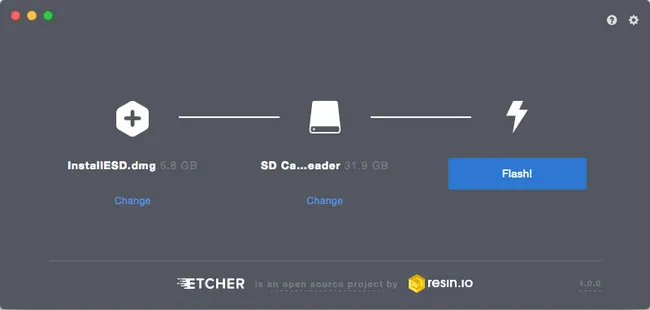 Burn macOS DMG with Etcher