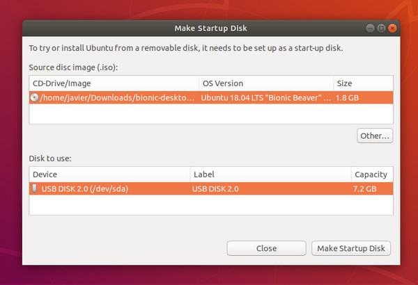 Ubuntu Bootable USB on Linux