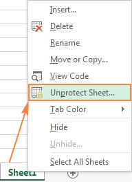 unprotect excel sheet