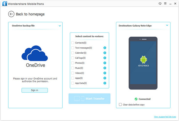 restore from one drive