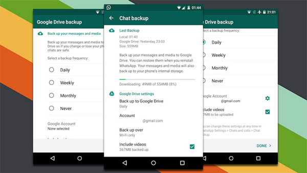 backup whatsapp messages to google drive