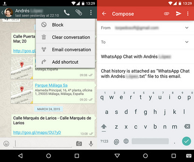 email whatsapp conversation android