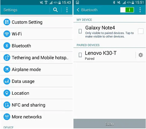 move data between Android phone via bluetooth