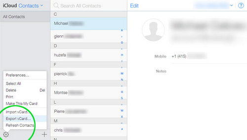 export contacts from icloud