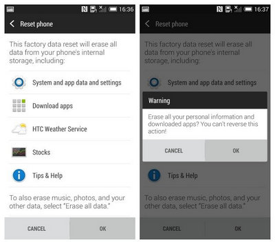 reset htc one m8