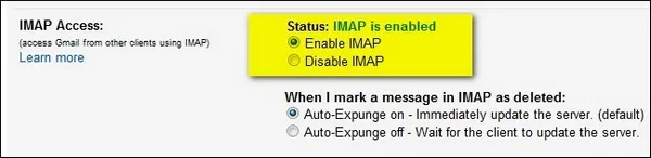 Gmail IMAP Settings