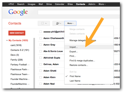 import android contacts to gmail