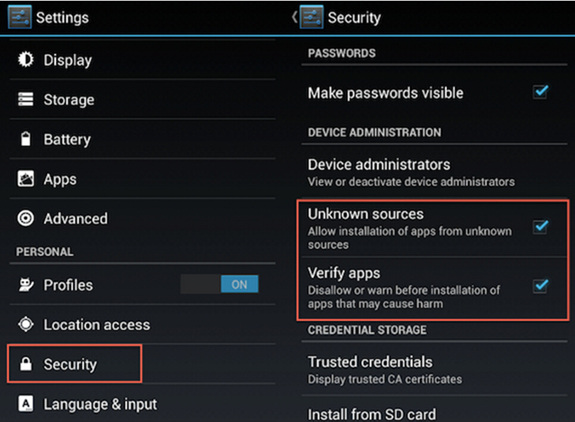 Enable Unknown Sources