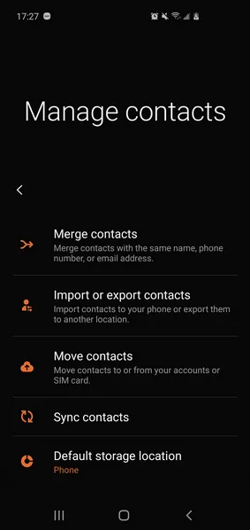 Manage Contacts Samsung Galaxy S20