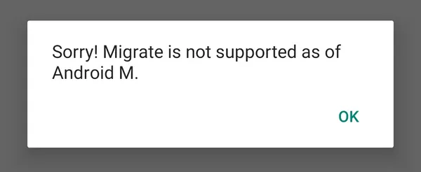 Migrate App Error