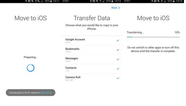 Move to iOS Transfer