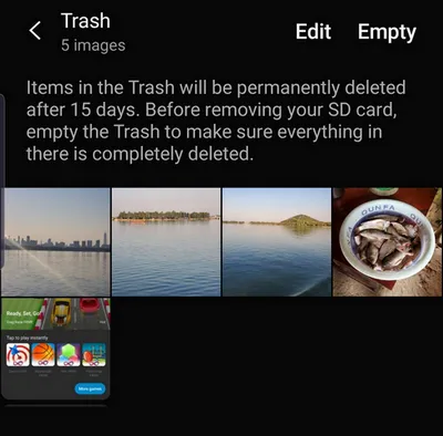 Restore Photo from Trash Bin S10