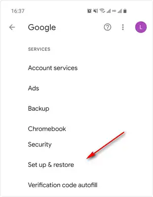 restore from google backup