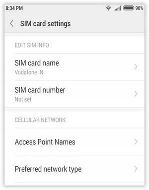 sim card settings