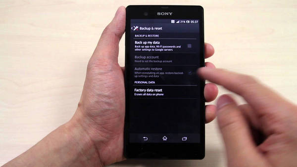 factory reset xperia xz