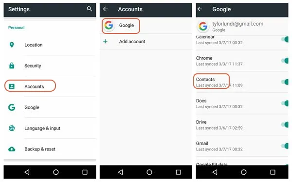 Sync Contacts Google Account