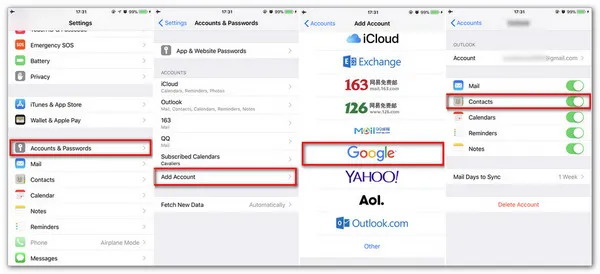 Sync Google Contacts to iPhone