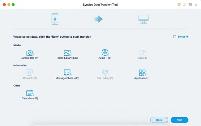 Syncios data transfer