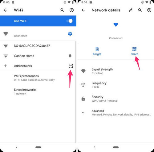 WiFi Share in Android Q Bata
