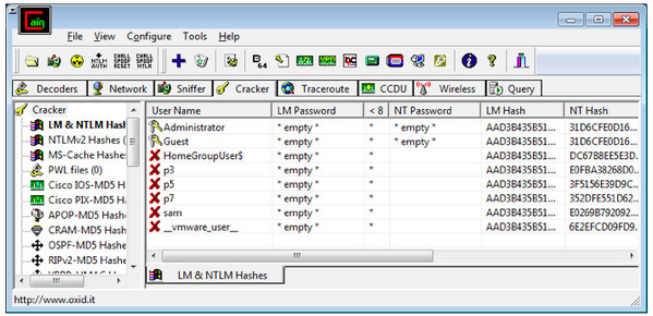Cain & Able Windows Password Recovery