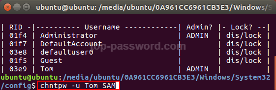 Chntpw on Ubuntu