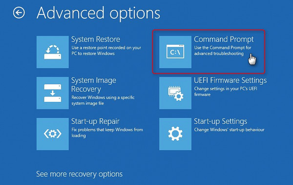 Command Prompt in Advanced Options