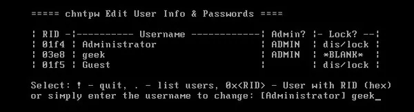 Offline NT Password & Registry Editor