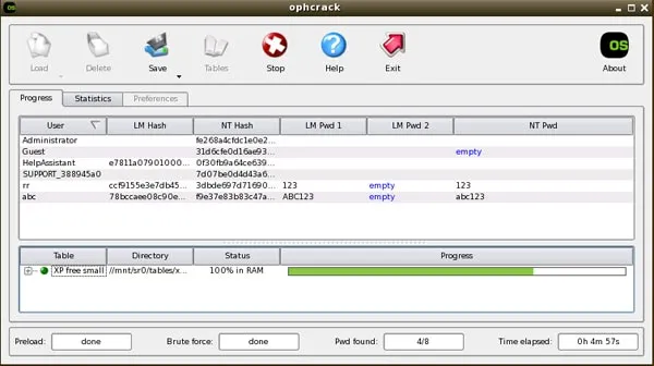 Ophcrack Password Recovery