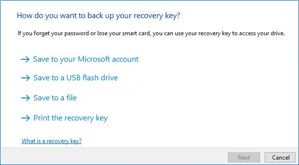 Save BitLocker Recovery Key